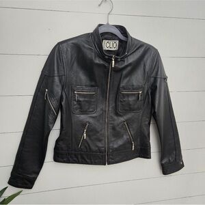 CLIO Black Leather Motorcycle Jacket Women’s